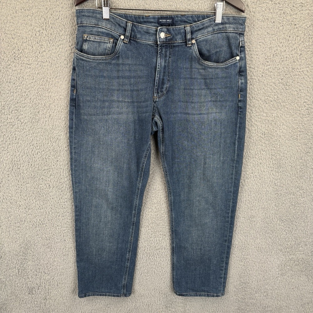 Peter Millar Crown Crafted Denim Jeans Mens 35x32 (Fits 35x27) True Blue Wash